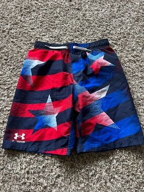 Under Armour Boys' Red & Blue Star Swim Trunks